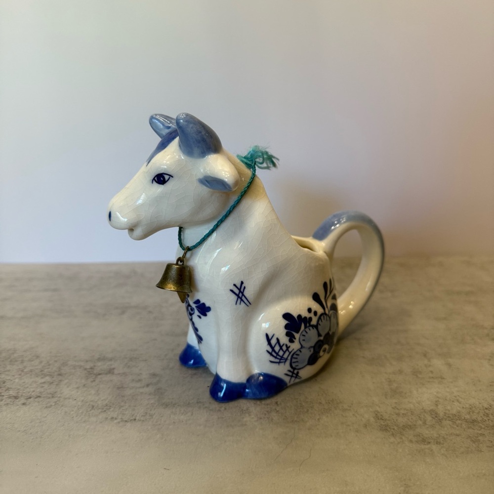 Vintage Delft Blue Cow Ceramic Hand Painted Creamer D.A.I.C